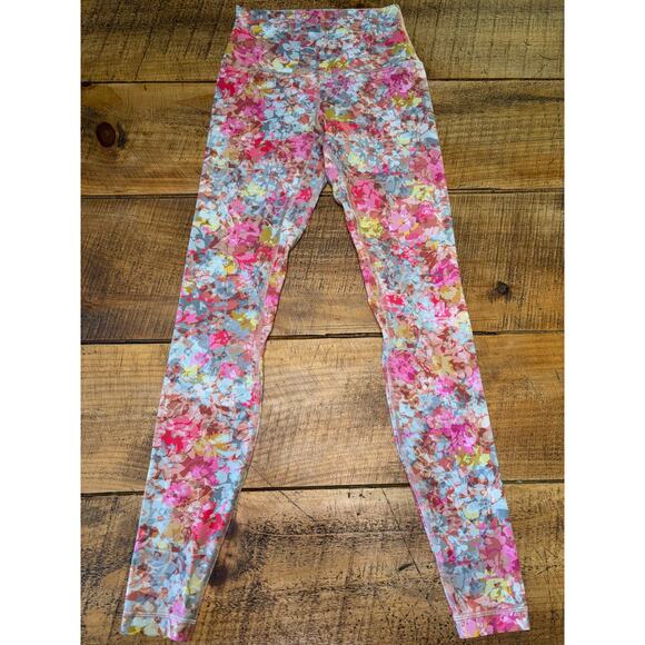 Womens Lululemon Align Leggings High Rise Inflorescence Multi Pink Floral 4 - Picture 1 of 8